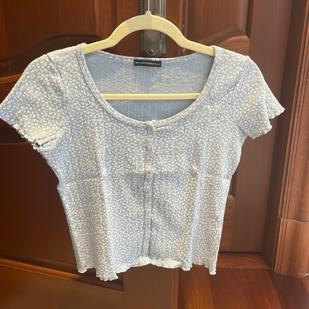 Brandy Melville Floral Button Tee